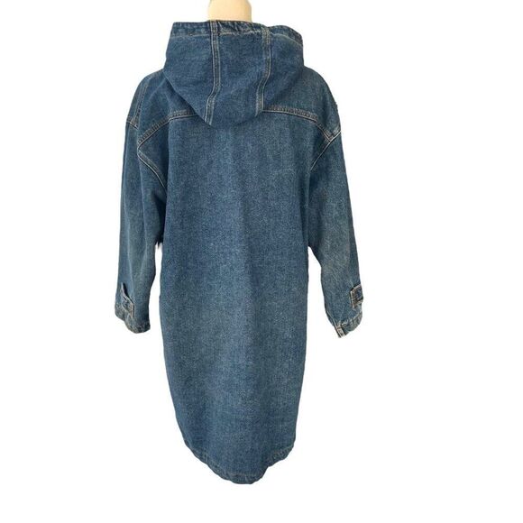 Vintage Inner View Women's Denim Duffle Coat With Hood Toggle Closures & Plaid - Picture 7 of 14